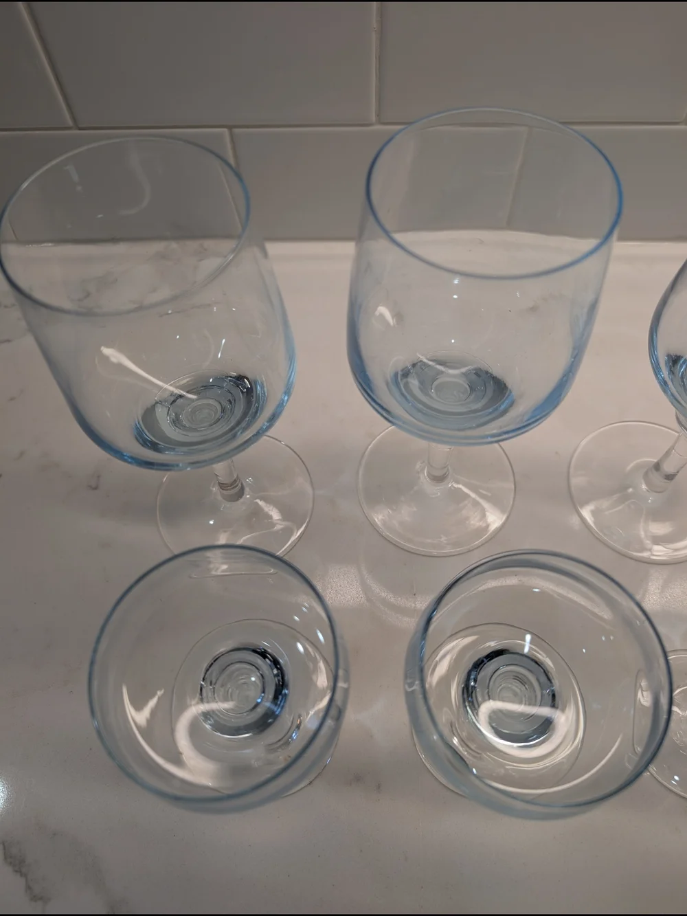 Mid-Century Modern Light Blue Sasaki Glass Wine Glasses & Cocktail Coupes - Set